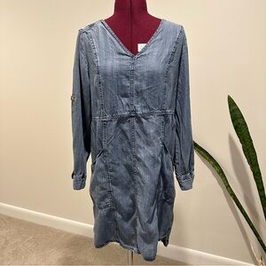 Velvet heart Chambray Denim Long Sleeve Dress